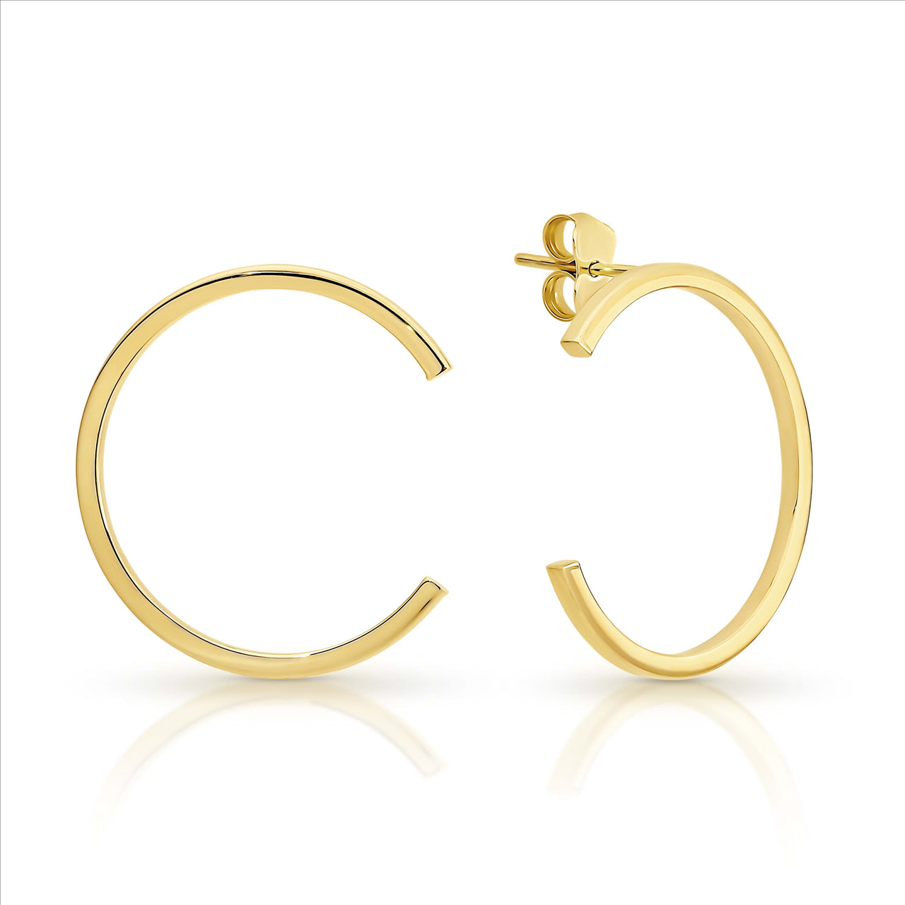 9ct Yellow Gold Open "C" Shaped Stud Earrings