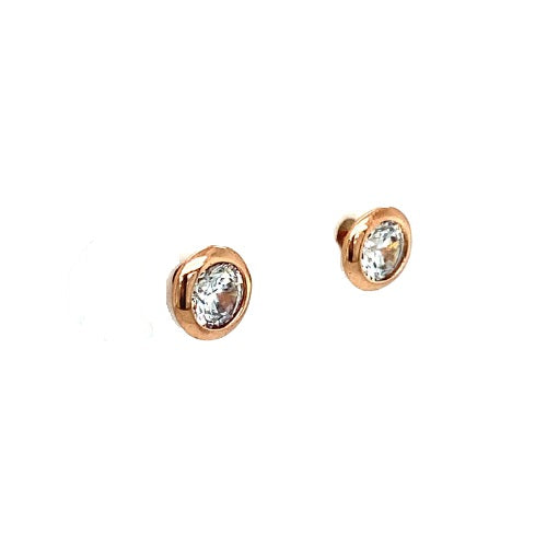 Cubic Zirconia Earrings set in 9 Carat Rose Gold