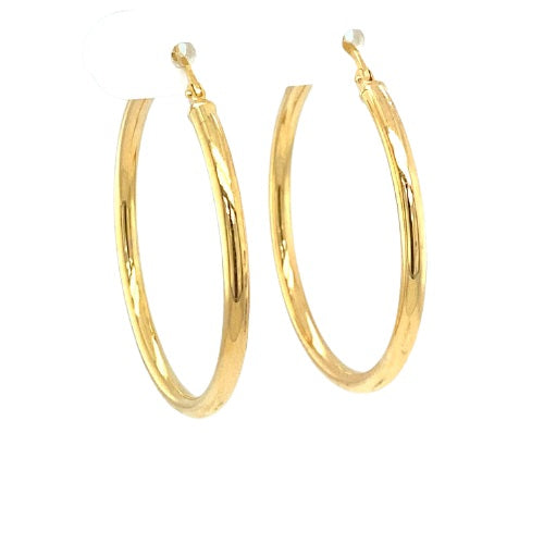 9 Carat Yellow Gold Italian Made 35mm Hollow Hoop Earrings