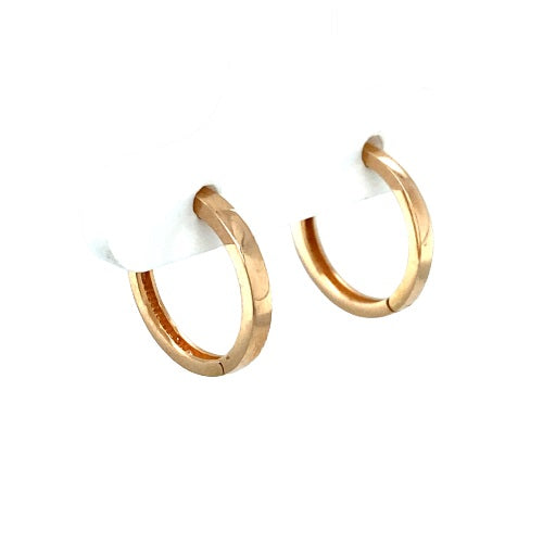 9 Carat Rose Gold Italian Made Huggie Earrings