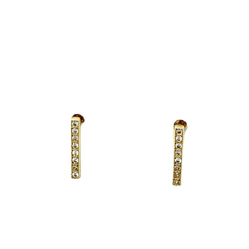 9 Carat Gold Vertical Cubic Zirconia Earrings