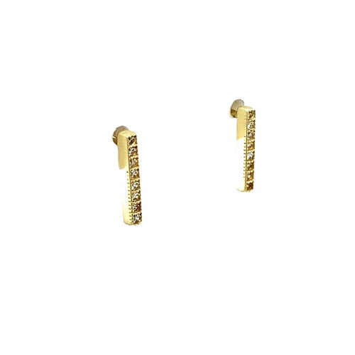 9 Carat Gold Vertical Cubic Zirconia Earrings