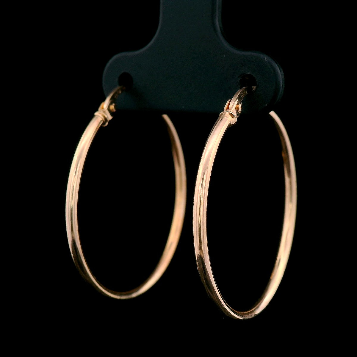 Yellow Gold Eboli 1.5mm Round Tube Hoop Earring