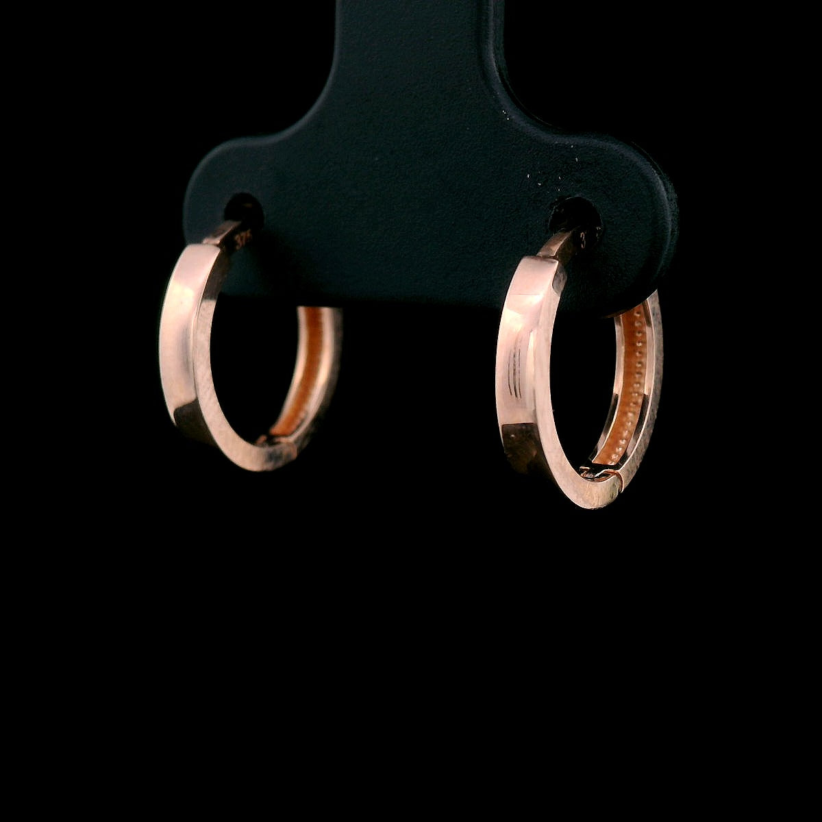 9 Carat Rose Gold Square Tube 10mm Huggie Earring