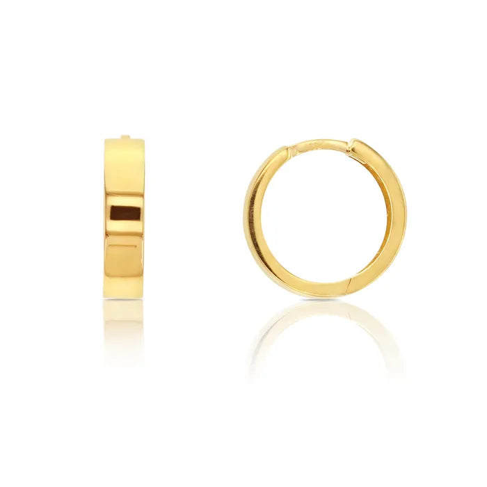 3.5mm Wide Flat Profile Huggie in 9ct Yellow Gold
