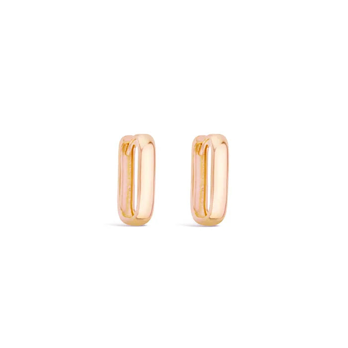 Paperclip Rectangle Huggie in 9ct Rose Gold