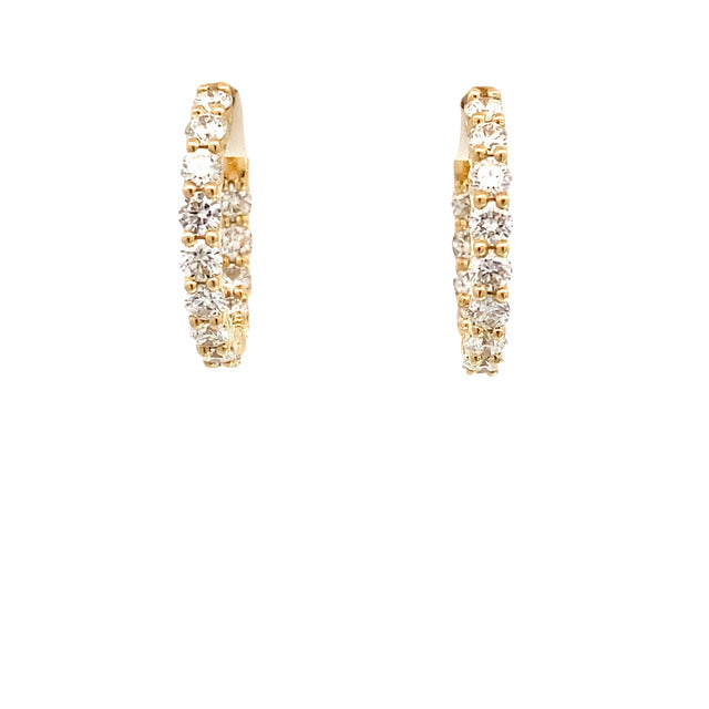 18 Carat Yellow Gold with Diamond Hoop Earrings