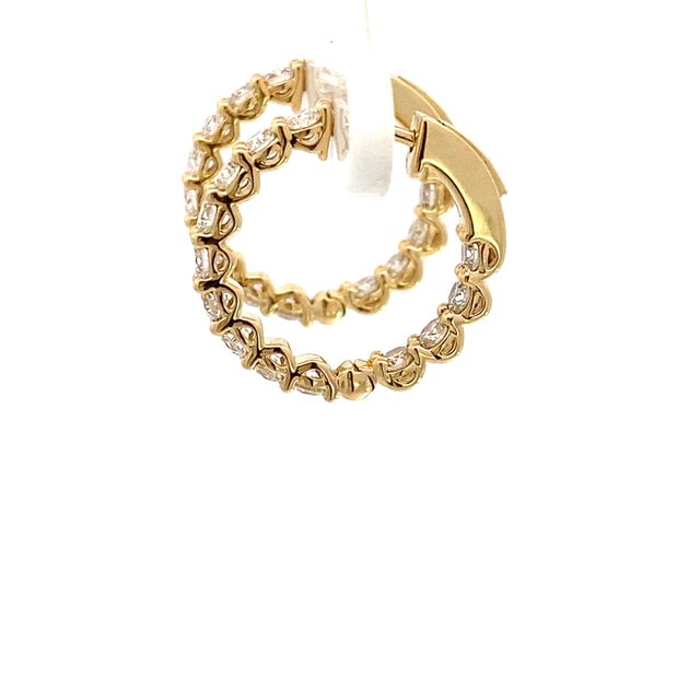 18 Carat Yellow Gold with Diamond Hoop Earrings