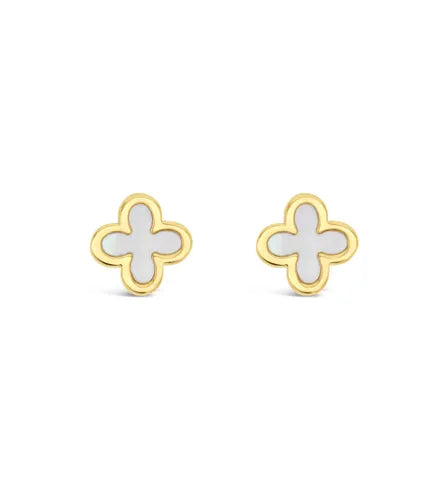 Mini 4 Leaf Clover Mother of Pearl in 9ct Yellow Gold