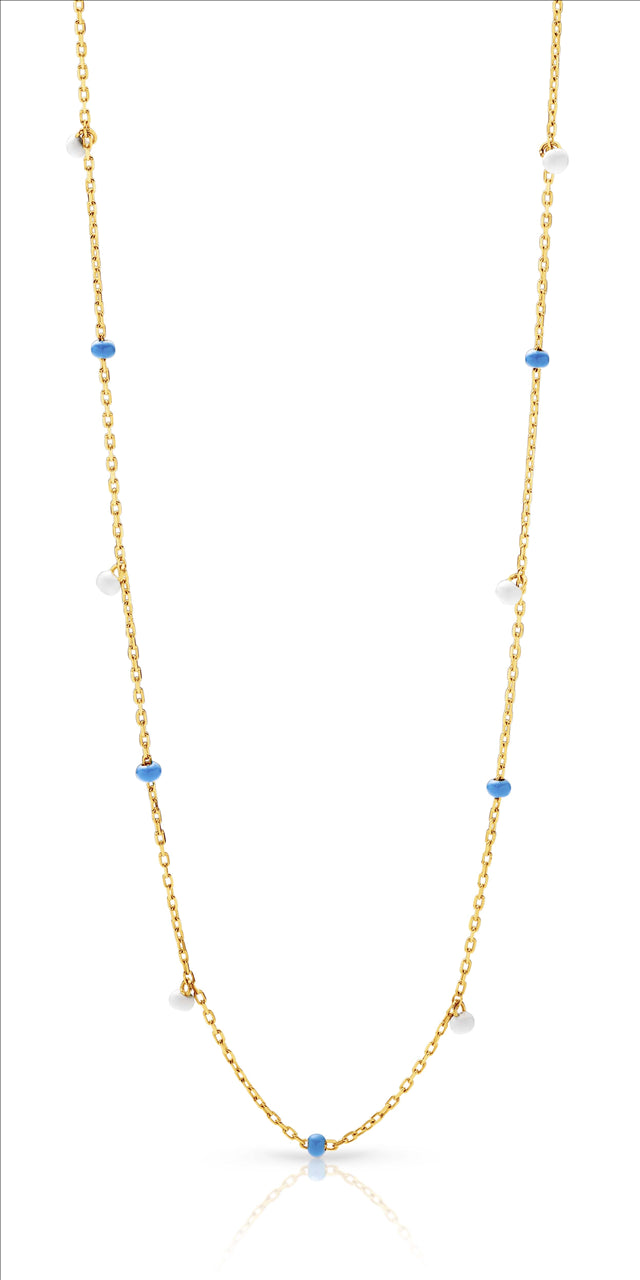 Fine Cabe Link Chain in Yellow Gold with Enamel Balls