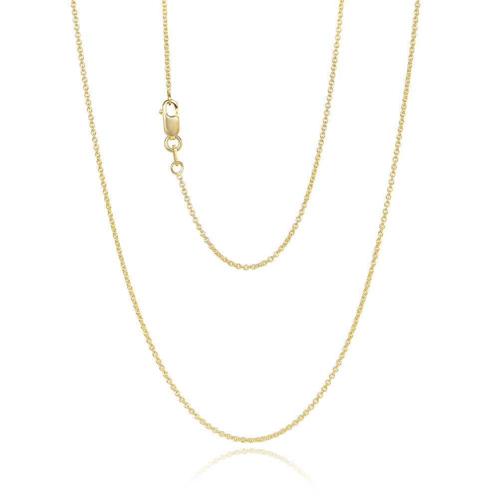 9 Carat Yellow Gold Rolo Trace Link Chain 45cm