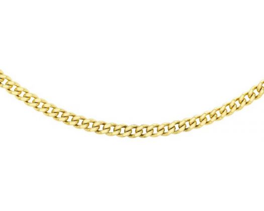 Solid Yellow Gold Diamond Cut Curb Chain 40cm