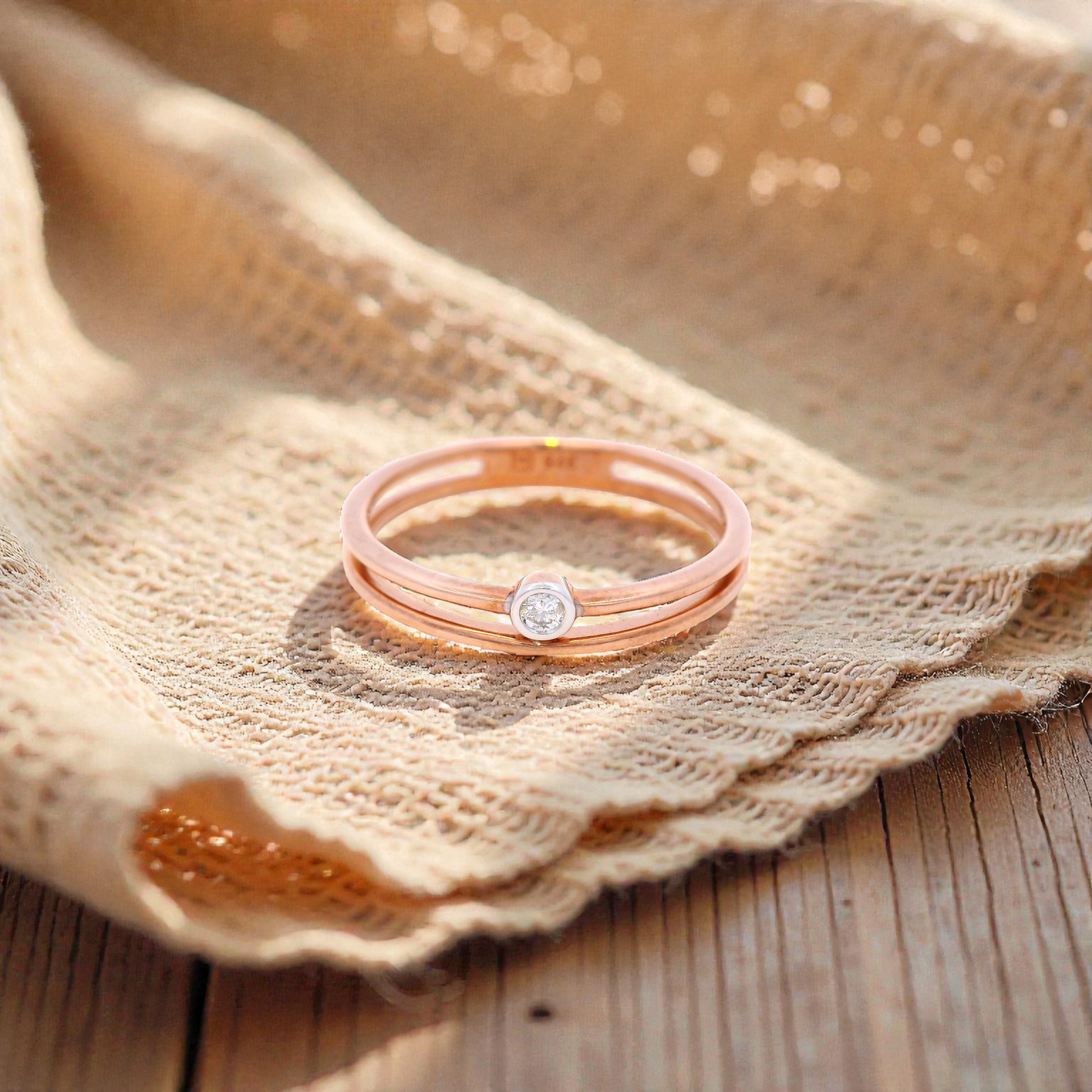 Round Diamond Ring in 9 Carat Rose Gold