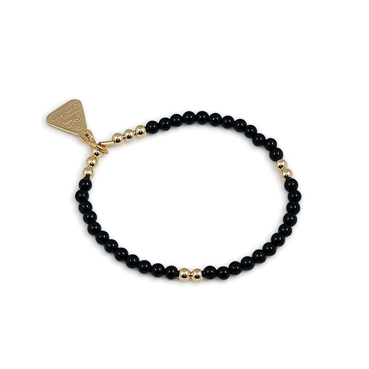 Gold &amp; Black Onyx Stretchy Bracelet