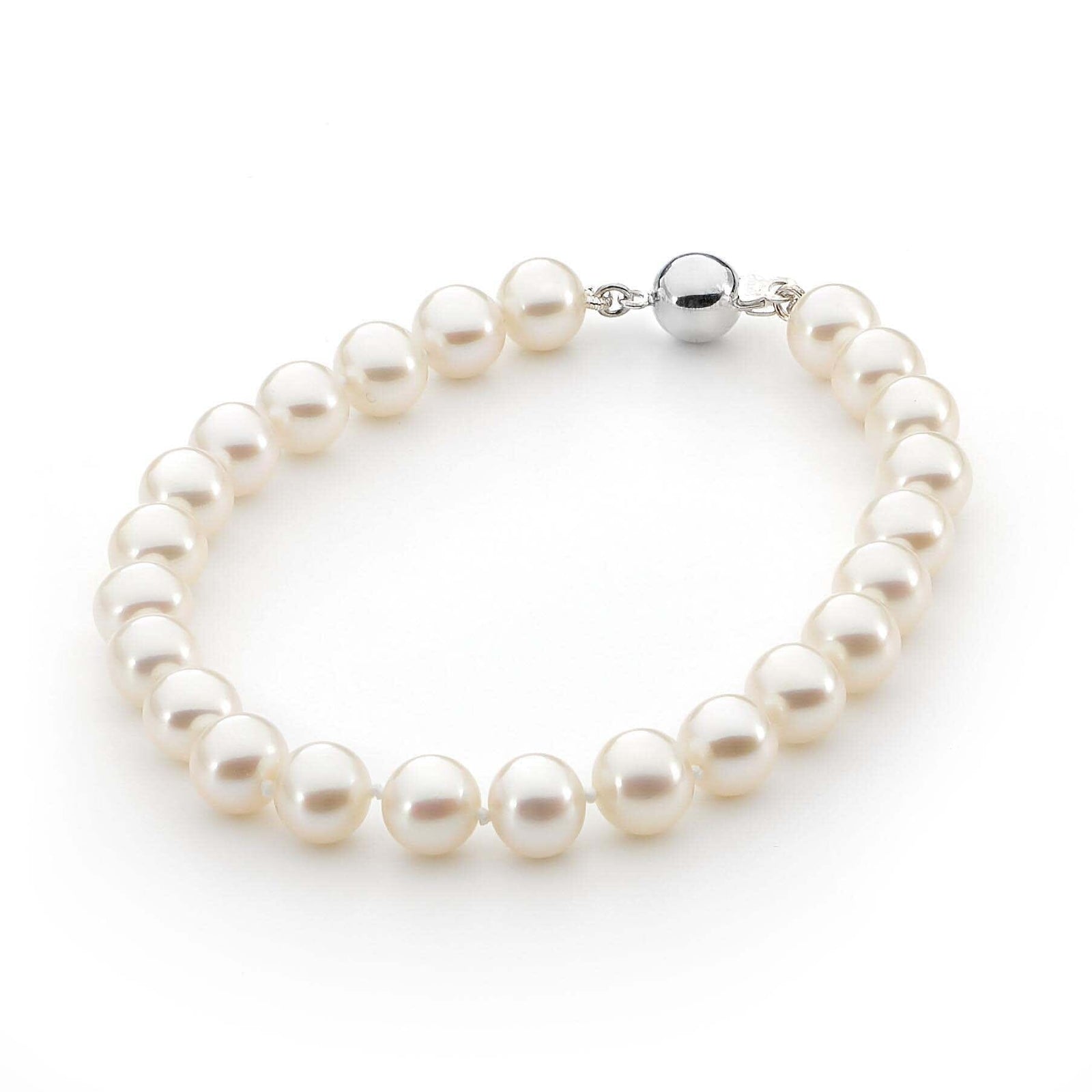 Silver Round Classic Freshwater Pearl Bracelet