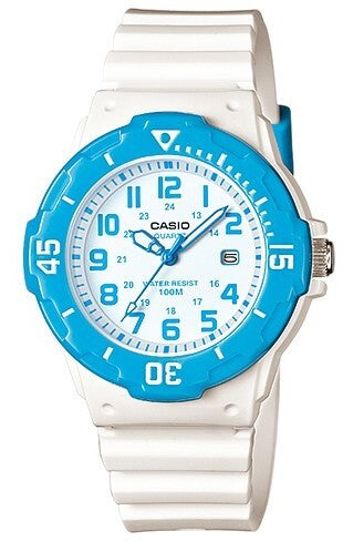Casio Ladies Diver Look Analog 100m Blue Bezel Watch