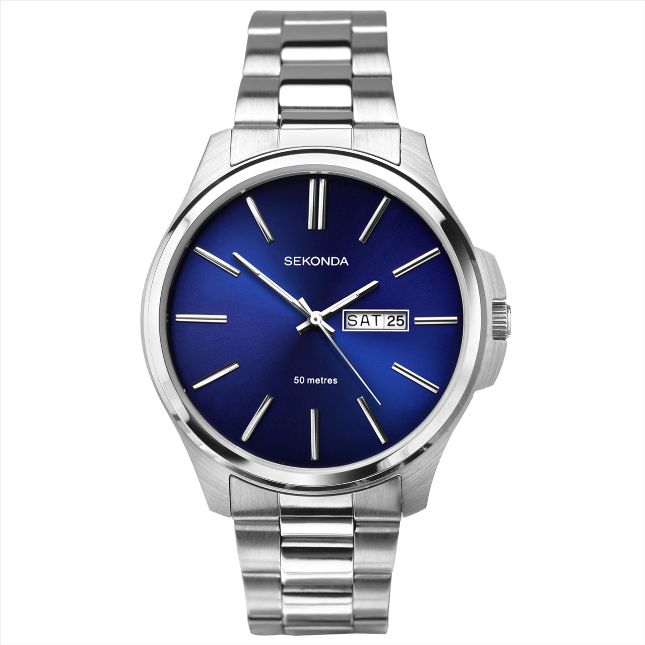 Sekonda Steel Colour Silver Round Blue Dial Watch