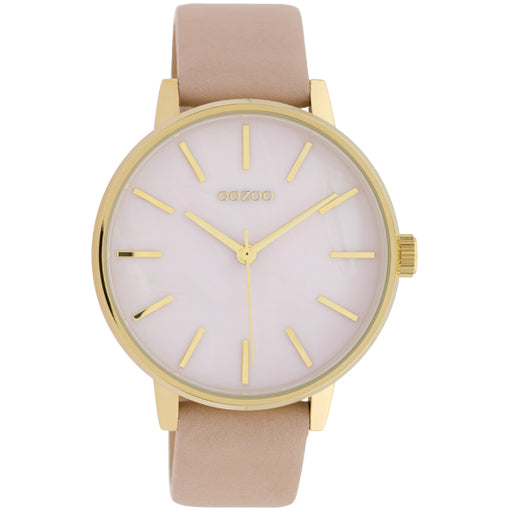 OOZOO Timepieces - Ladies Gold Watch with Pink Grey Strap