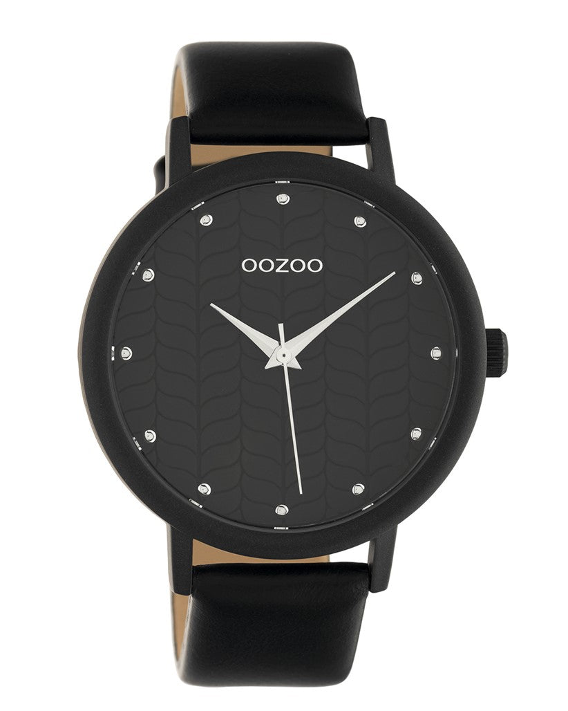 OOZOO Timepieces - Ladies Black Watch with Black Leather Strap