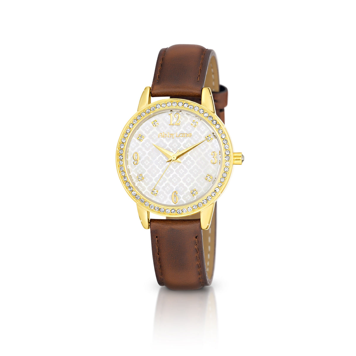 Abby Lane &#39;Elizabeth&#39; Collection Gold Plated with Etched Dial and Crystal Bezel
