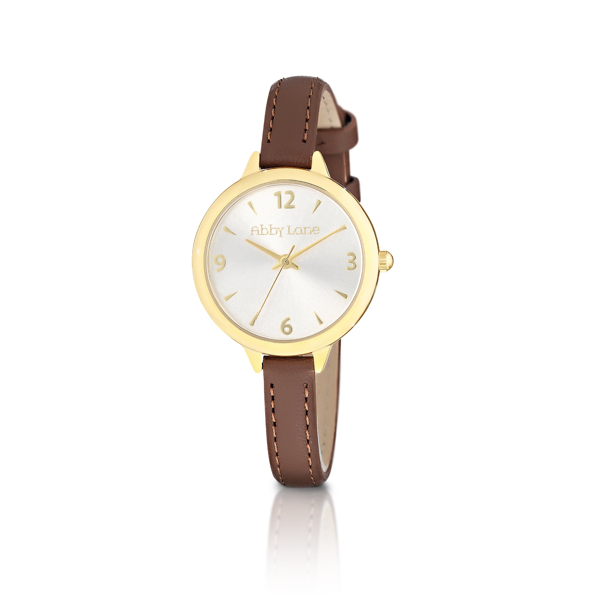 Abby Lane 'Charlotte' Collection Ladies Gold Watch Goldtone Case with Silver Dial and Gold Accents