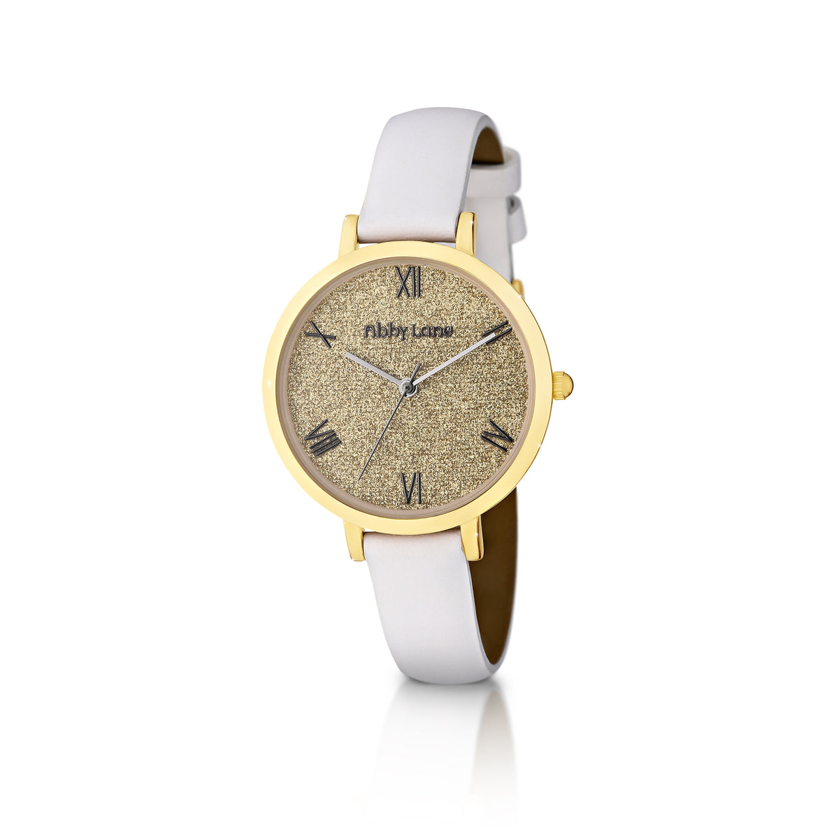 fAbby Lane &#39;Katherine&#39; Collection Ladies Watch Goldtone Case with Gold Glitter Dial