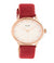 OOZOO Womens Rose Gold Watch with Red Leather Band