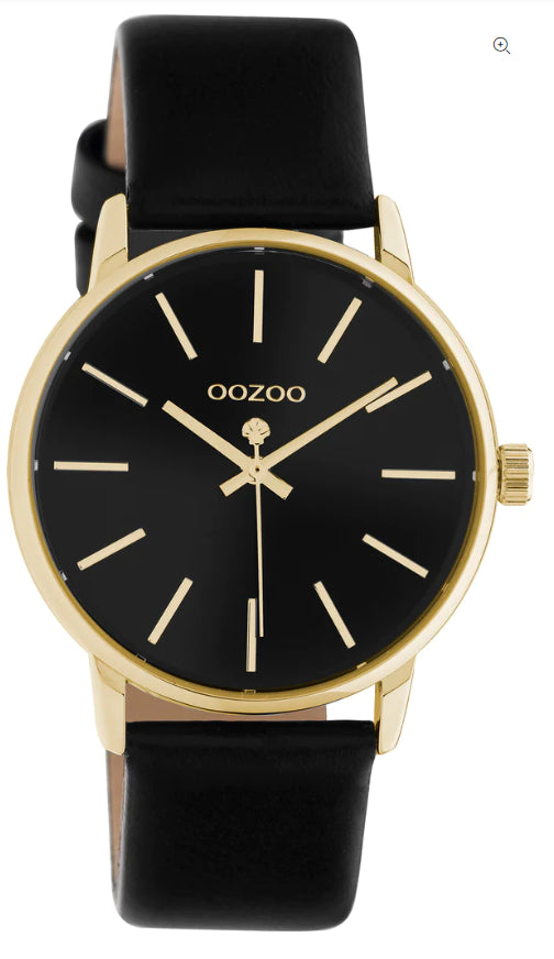 OOZOO Womens 36mm Black and Gold Watch