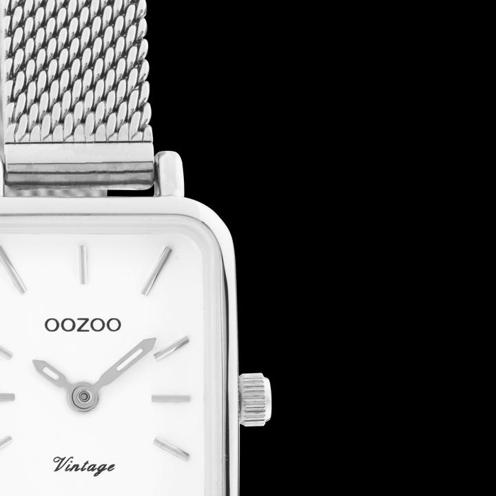 Silver Coloured Oozoo Watch With Silver Coloured Metal Mesh Bracelet