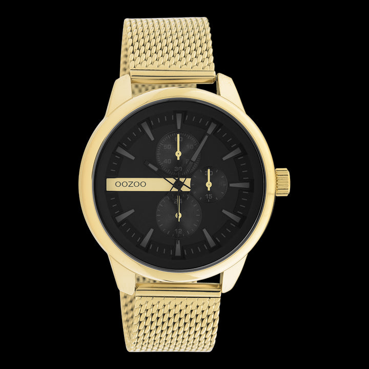 Gold Coloured Oozoo Watch With Gold Coloured Metal Mesh Bracelet
