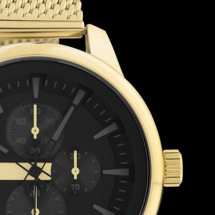 Gold Coloured Oozoo Watch With Gold Coloured Metal Mesh Bracelet