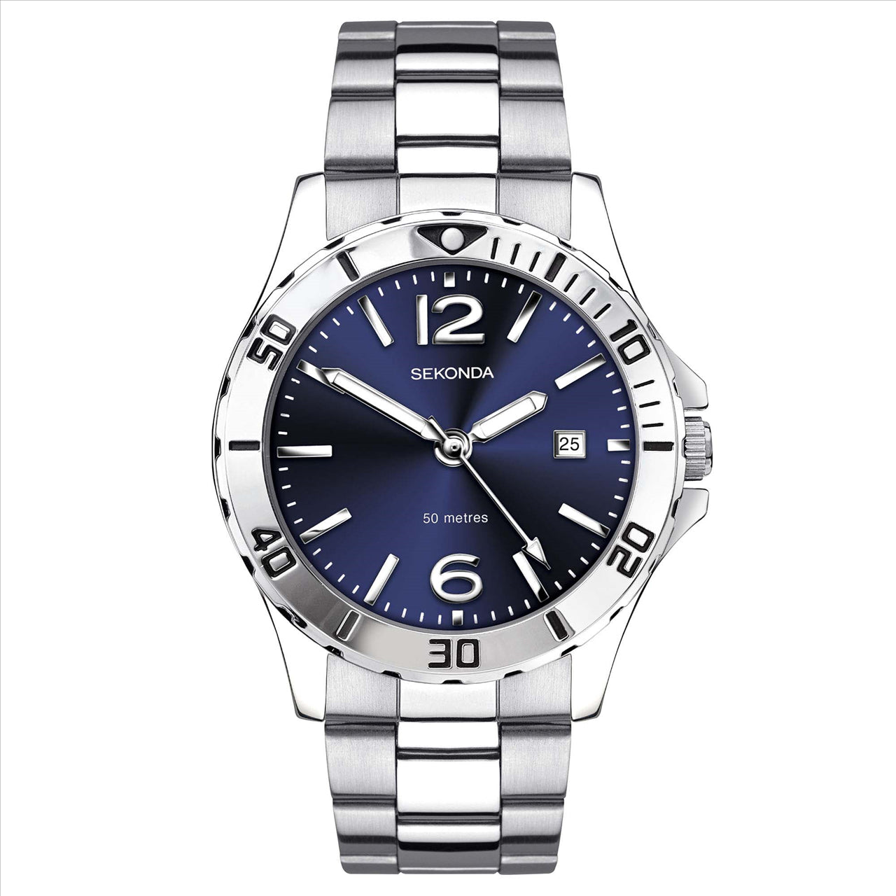 Sekonda Mens Silver Watch With Blue Dial