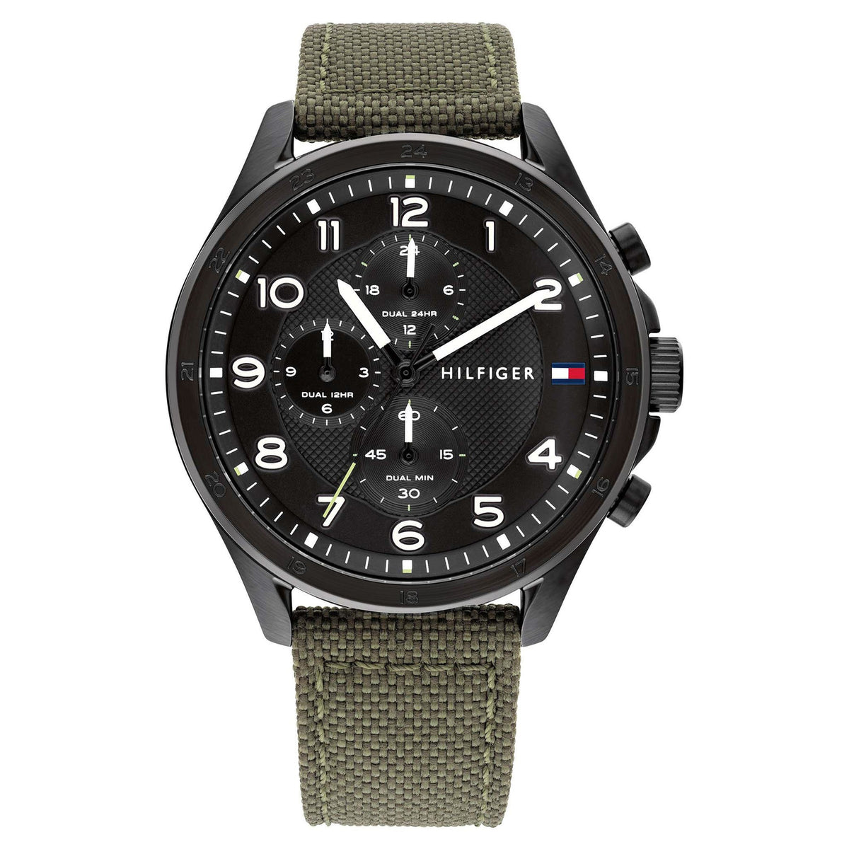 Tommy Hilfiger &quot;Axel&quot; Collection Green Nylon Black Dial Men&#39;s Multi-function Watch