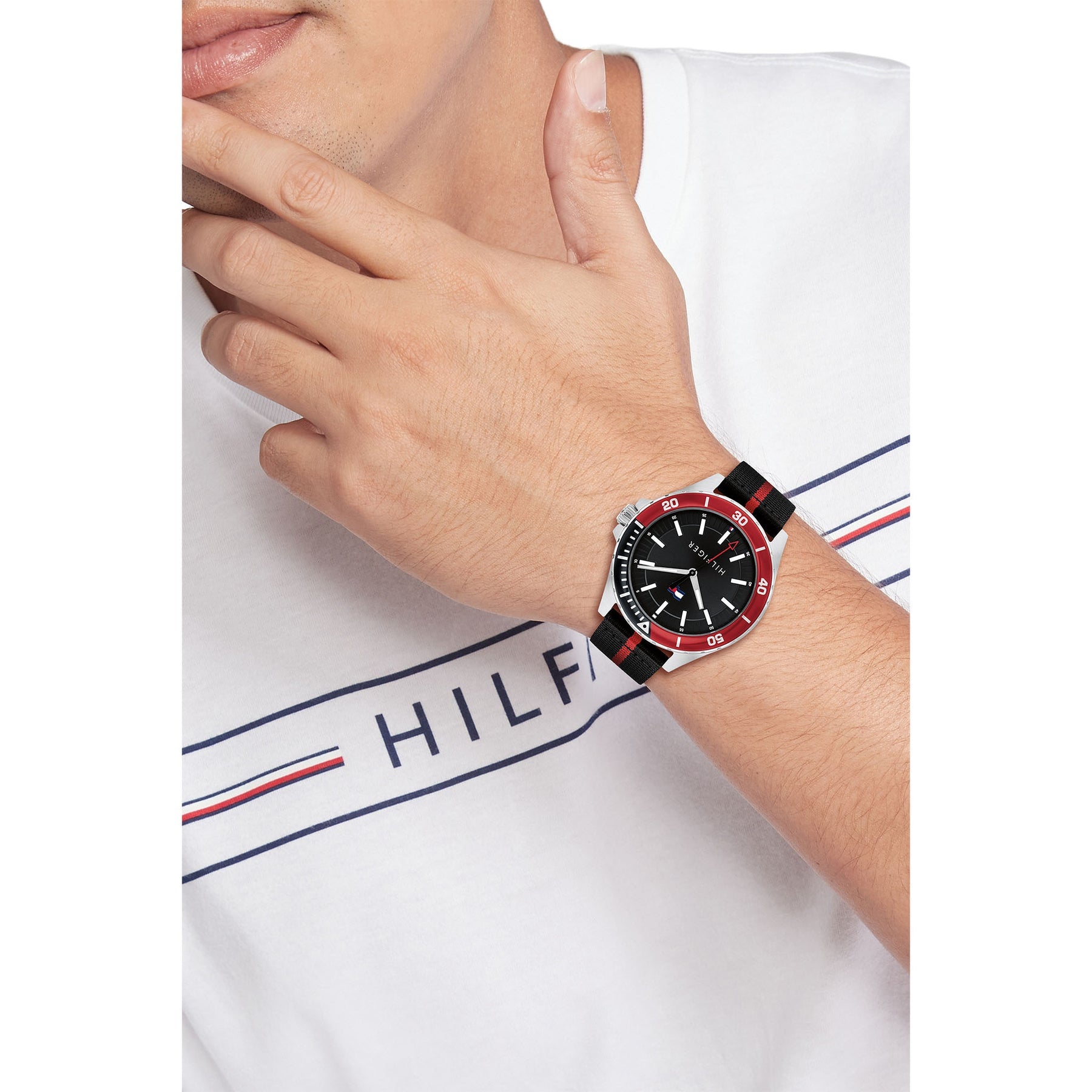 Tommy Hilfiger "Logan" Collection Black Nylon Men's Watch