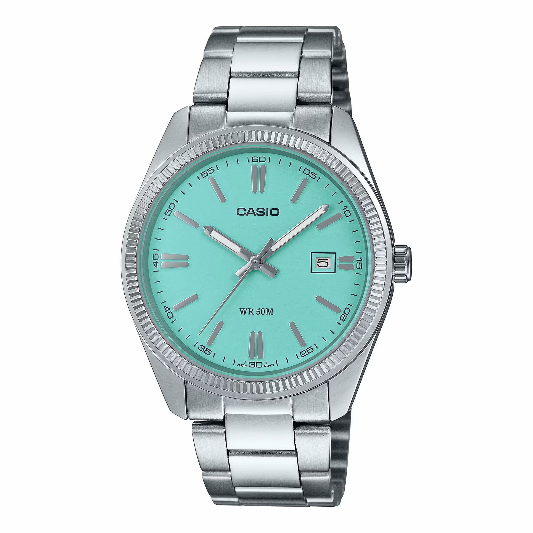 Casio Analog WR Pastel Blue Face Stainless Steel Watch