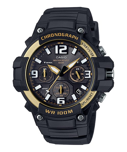 Casio Sports Duo Black LCD with Gold Accent and Black Resin Band Watch