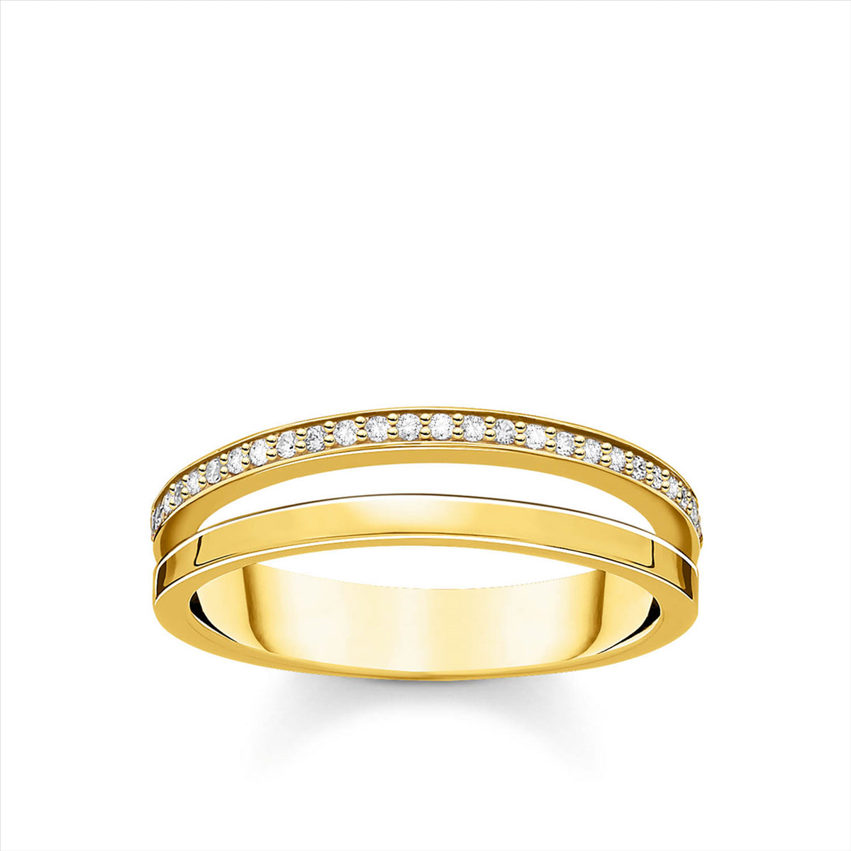 Thomas Sabo Gold Plated Charming Ring White Stones Ring