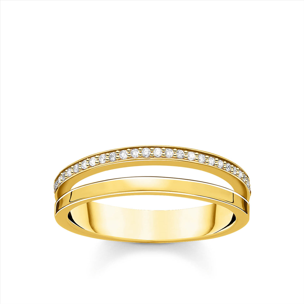 Thomas Sabo Gold Plated Charming Ring White Stones Ring