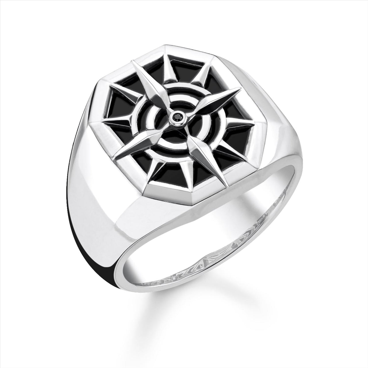 Thomas Sabo Black Onyx Compass Signet Ring