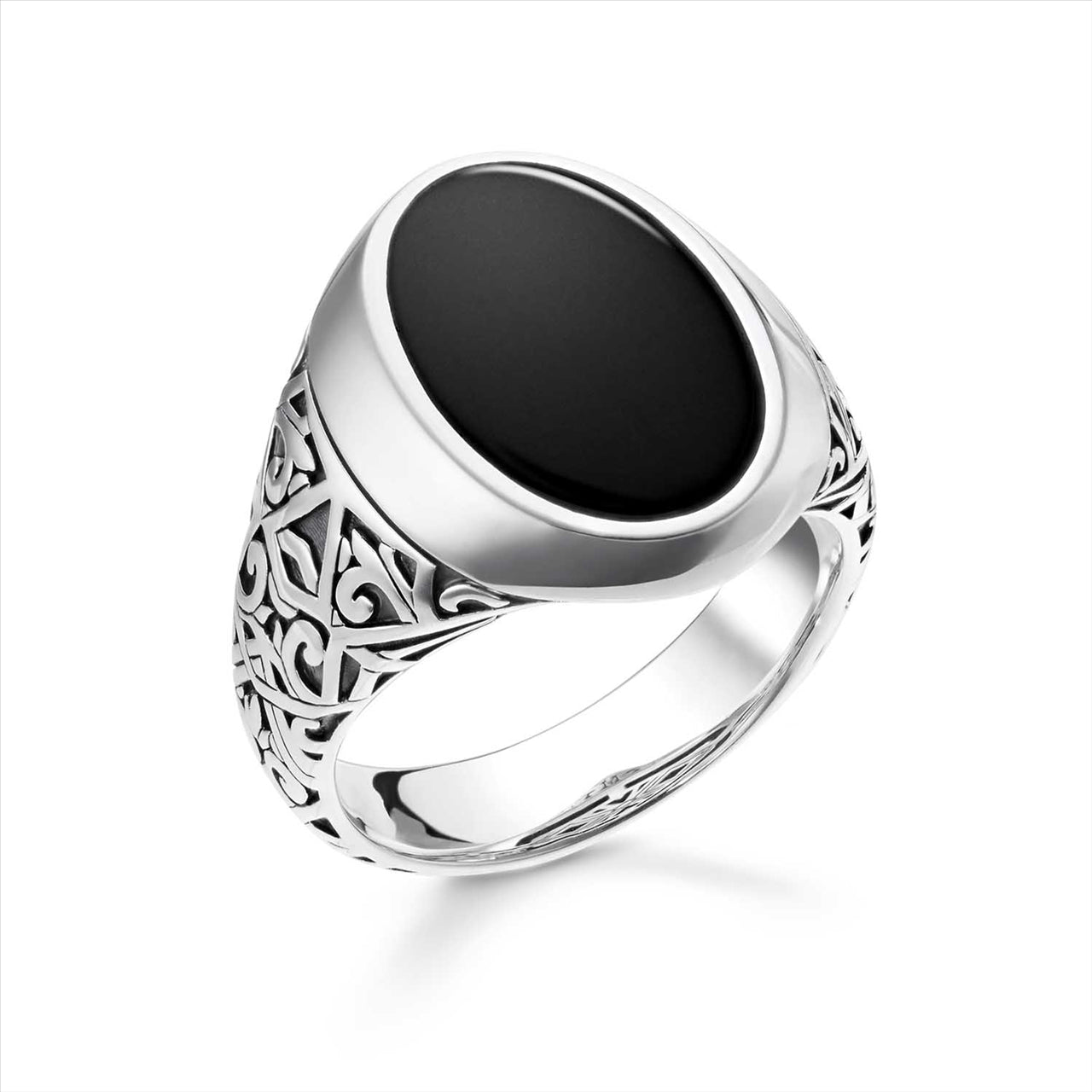 Thomas Onyx Engraved Signet Ring