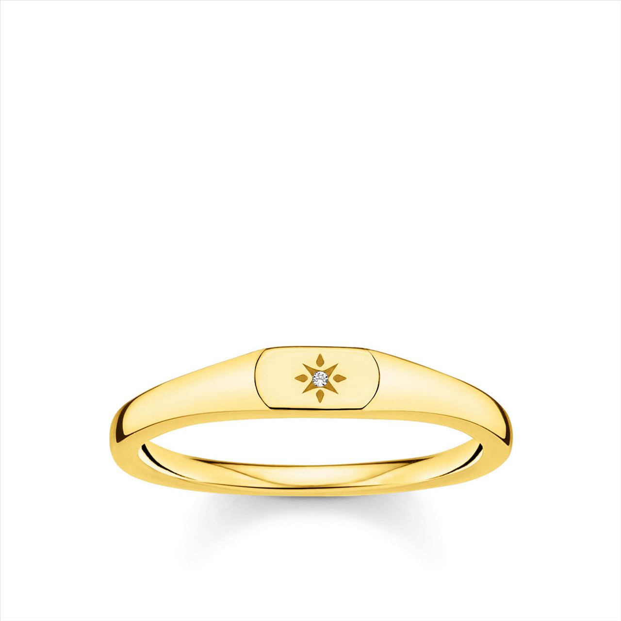 Thomas Sabo Mini Cubic Zirconia Signet Gold Plated Ring. Design: TR2314