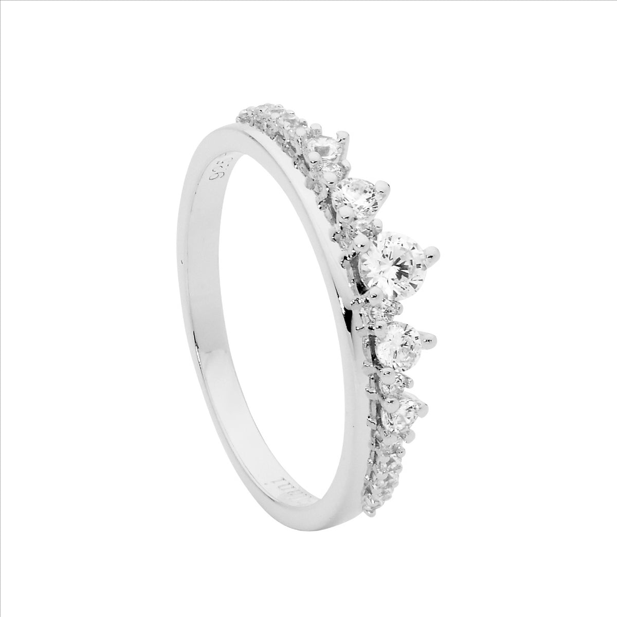 Ellani Plain Band Ring w/ Cubic Zirconias