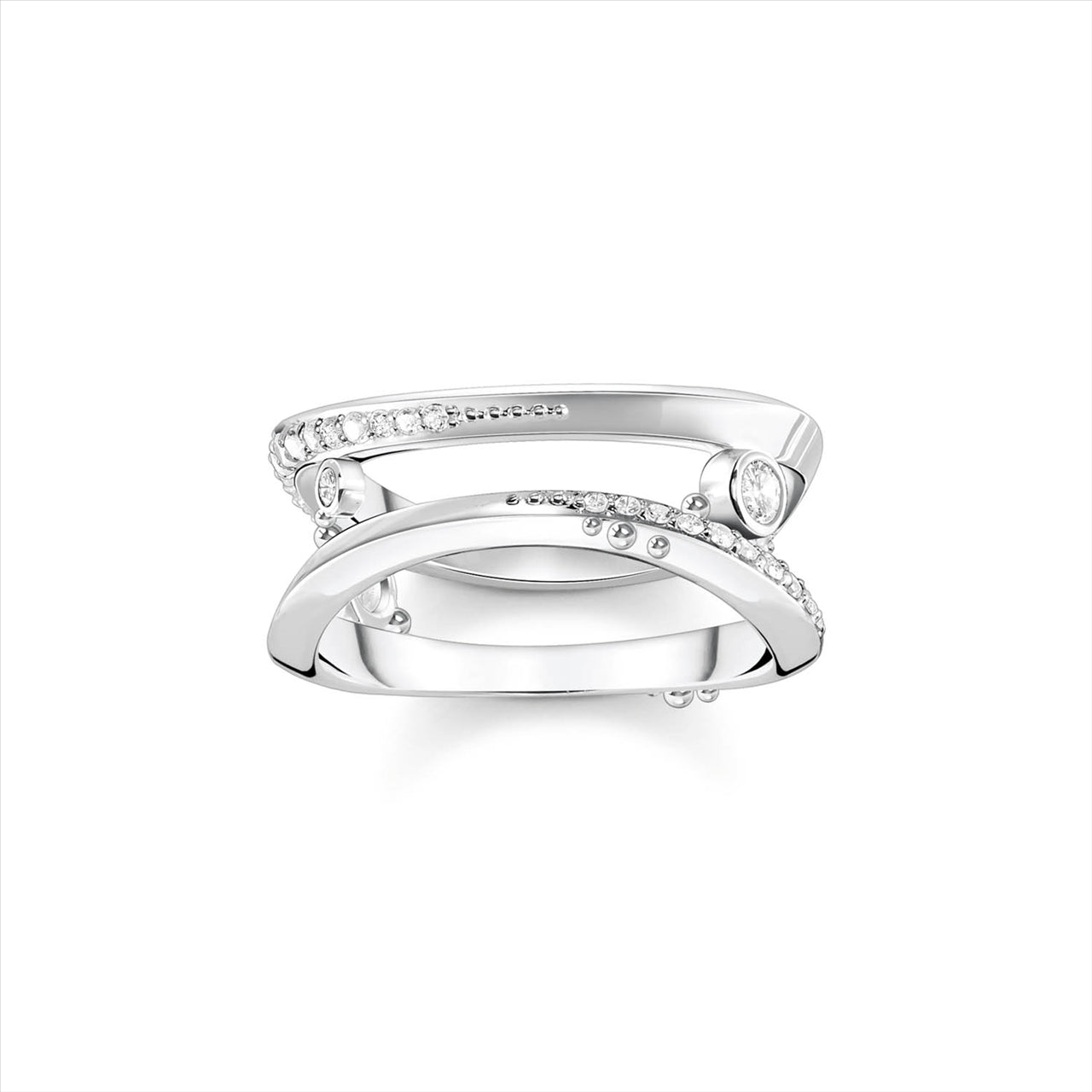 Thomas Sabo Double Band Cubic Zirconia Wave Ring