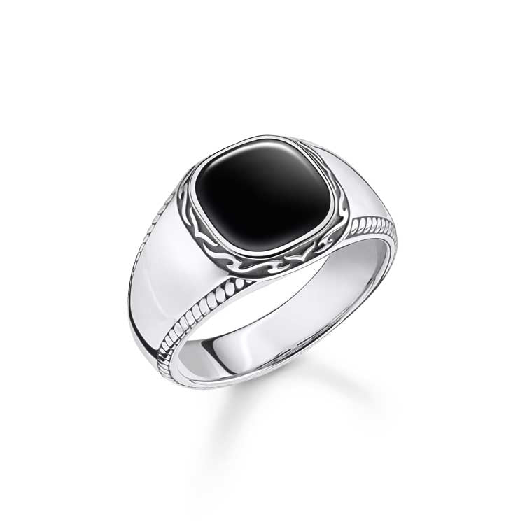 Thomas Sabo Rebel Onyx Textured Signet Ring