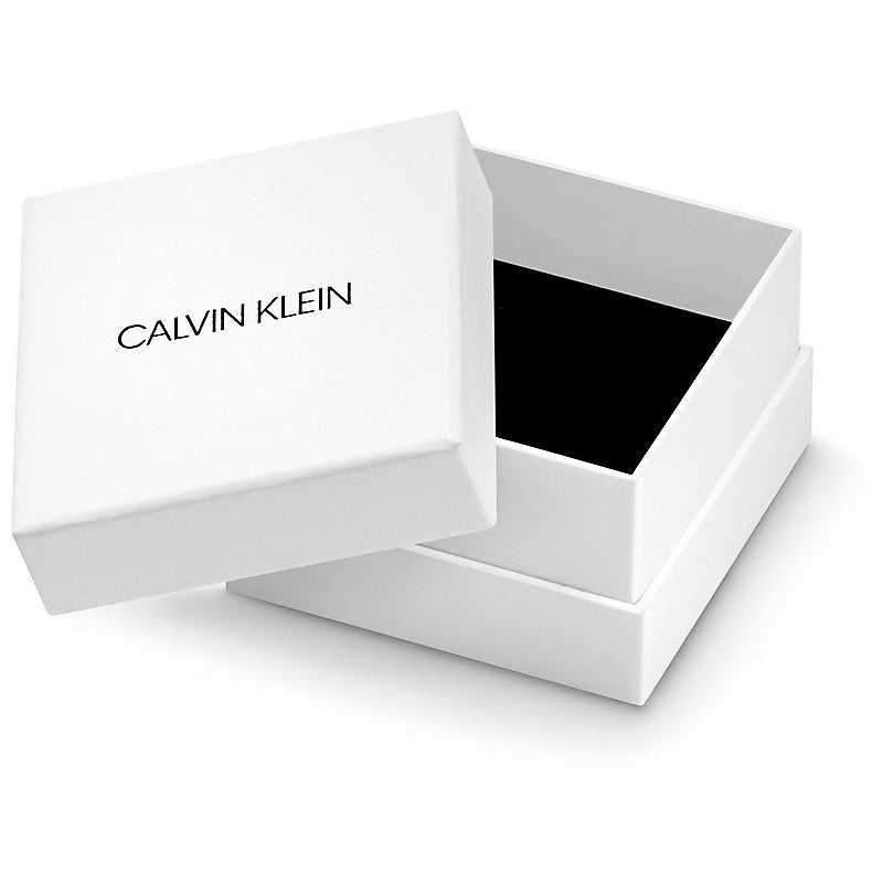 Calvin Klein Minimal Linear Rose Gold Tone Stainless Steel Crystal Set Ring