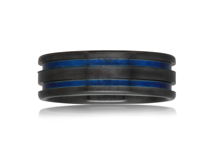 Black and Blue Zirconium Mens Ring