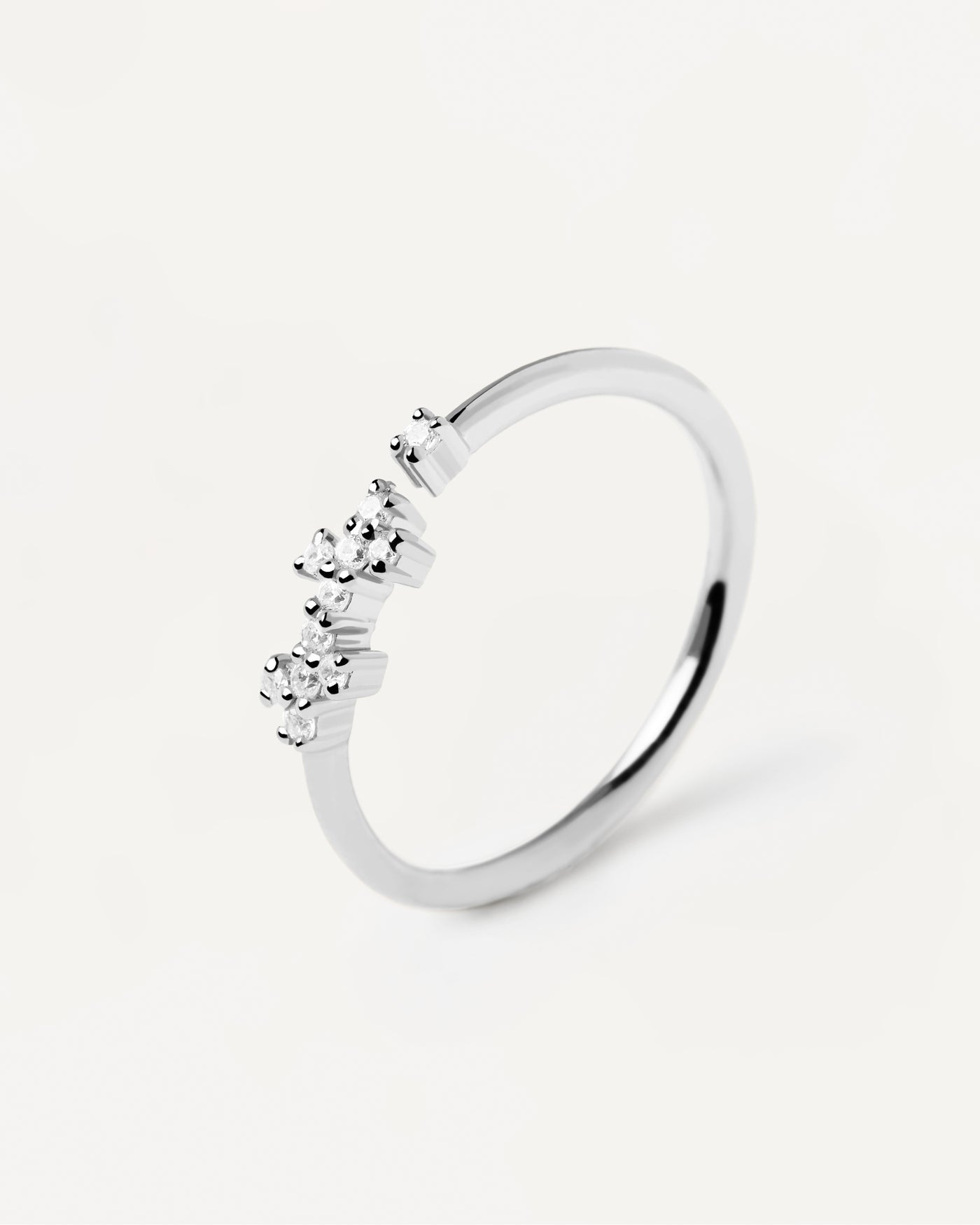 PDPAOLA Dainty Sterling Silver Ring with White Zirconia