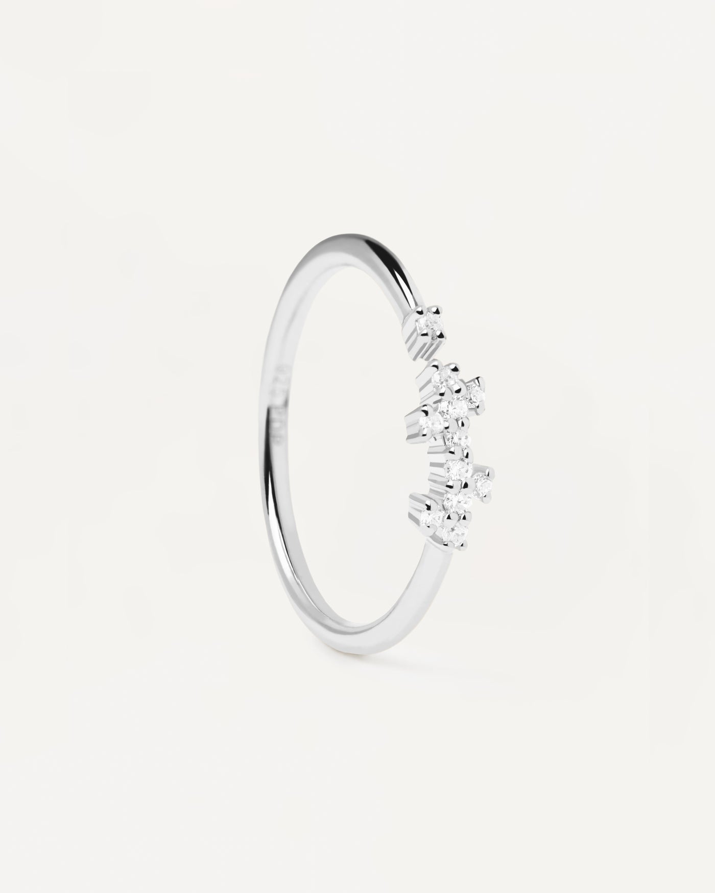PDPAOLA Dainty Sterling Silver Ring with White Zirconia