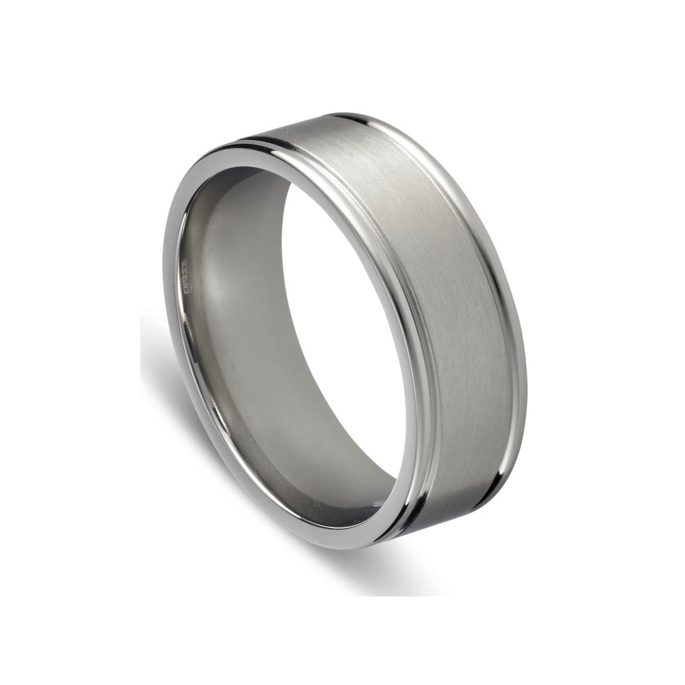Blaze Stainless Steel Men’S Brushed Ring With Polished Edges - 13