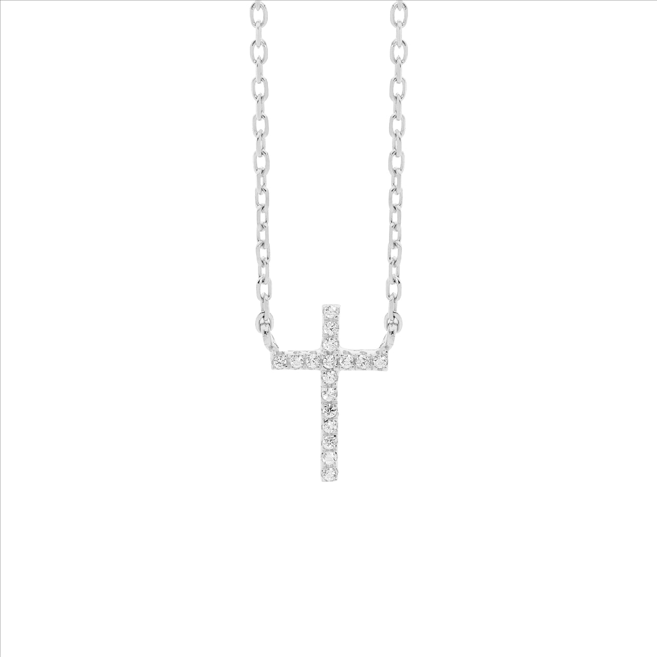 Ellani Sterling Silver Small Cross Necklace
